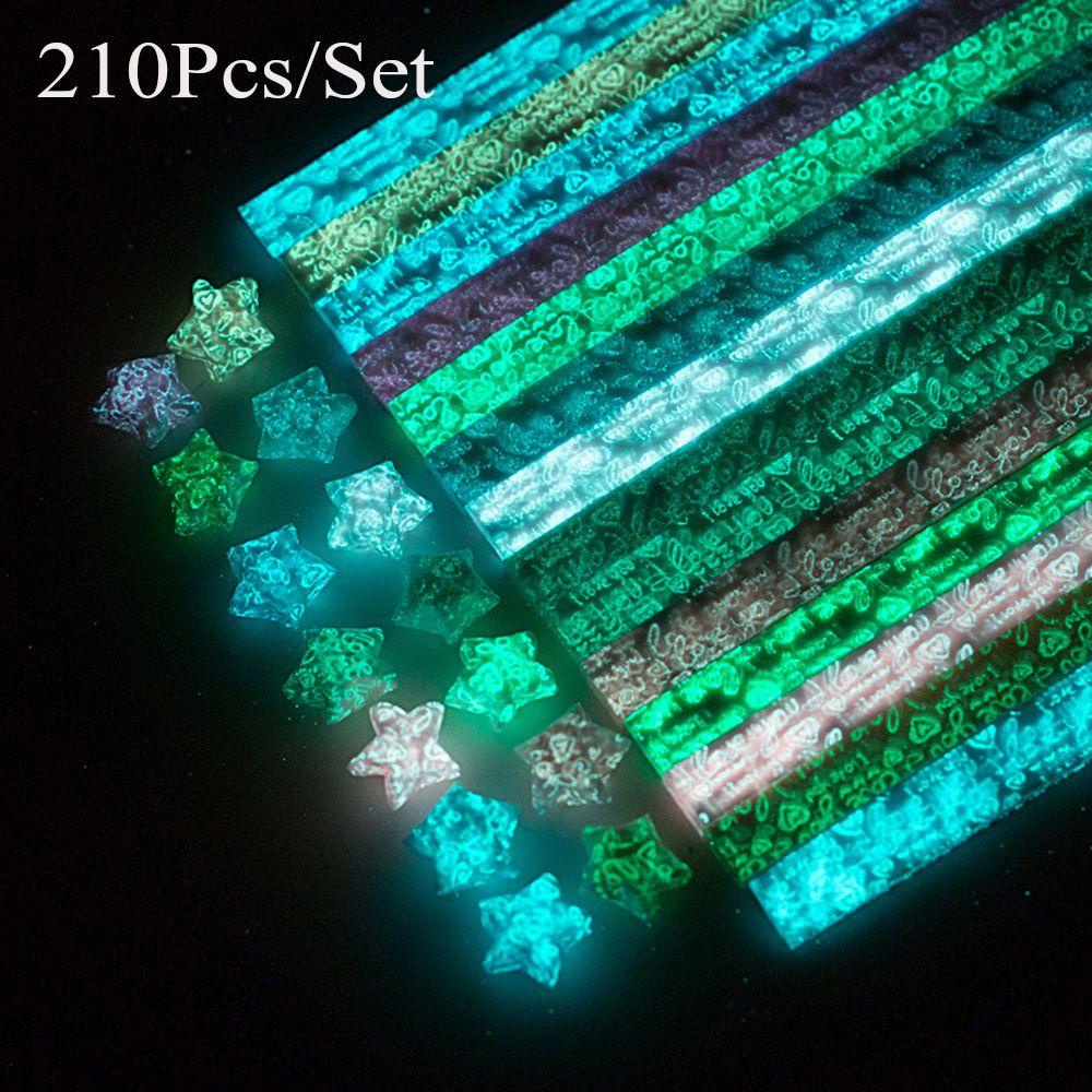 Preva 210pcs/lot Kertas Strip Fluorescence Pressure Relief DIY Kerajinan Tangan Warna Permen Dekorasi Rumah Origami