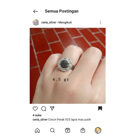 cincin bunga corr mp kombi mt hitam / cincin perak asli silver 925 lapis emas/ cincin fashion