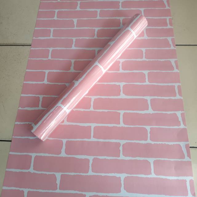 Wallpaper Stiker Dinding Murah - Walpaper Dinding 5 Meter Murah Bata Pink ALBINO88