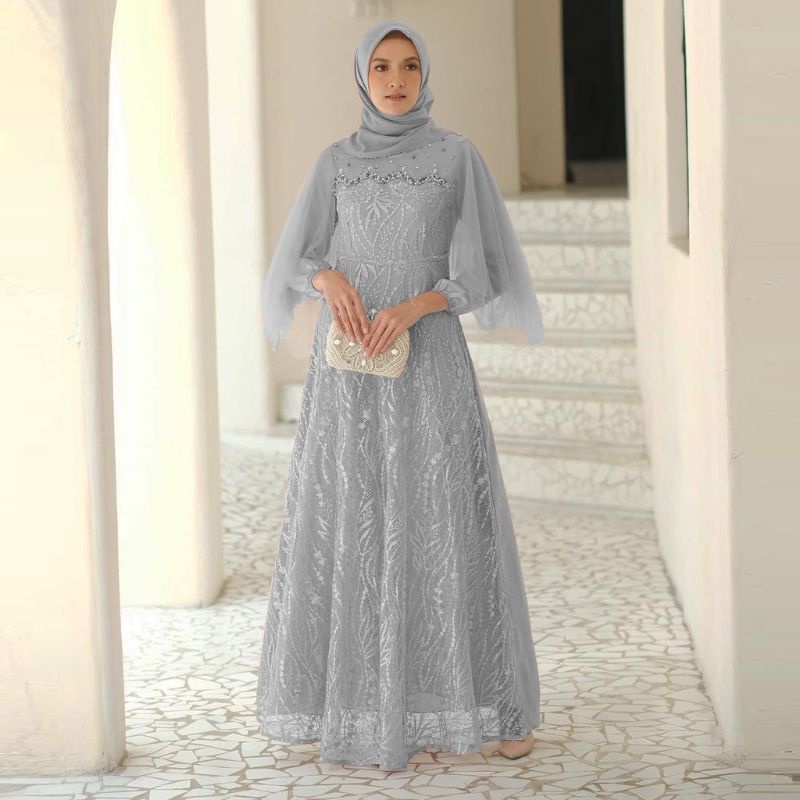 READY JUMBO || Bisa COD || Produk Terbaru || Gamis Alia GAMIS BRUKAT KEBAYA TILE MAXY DRESS WANITA MUSLIM BROKAT TULLE VELVET MURAH GAMIS TERBARU