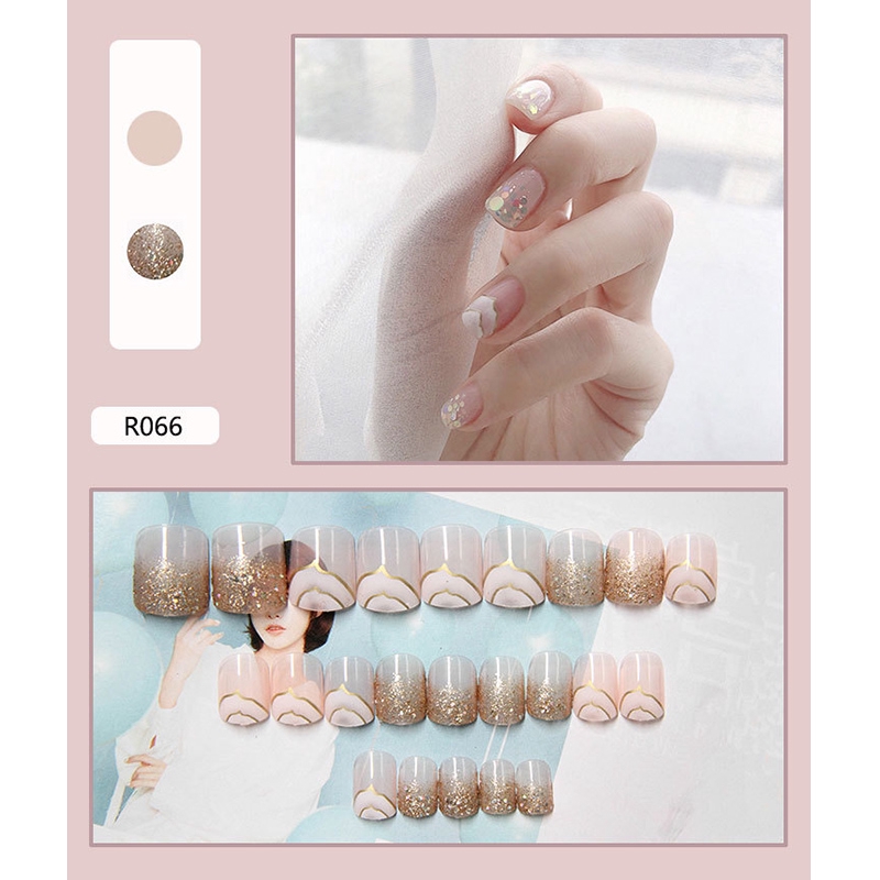 R061-r076 24pcs / Kotak Kuku Palsu Full Cover Untuk Nail Art