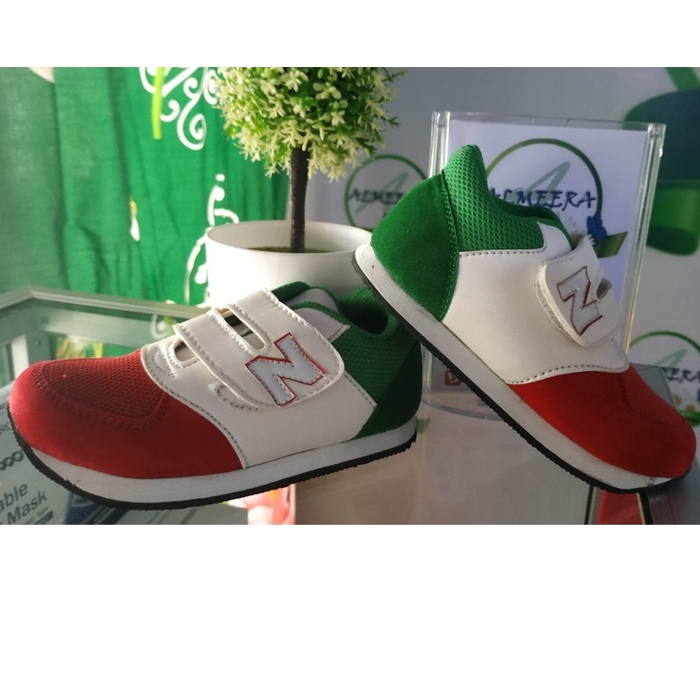 TERMURAH Sepatu Anak Keren New Balance warna Kombinasi Merah Putih Hijau