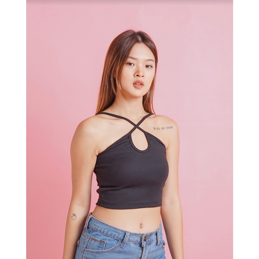 MODAVIE - RUTH Tanktop Korean Style Cross Tank Top Knit Crop Tee Basic