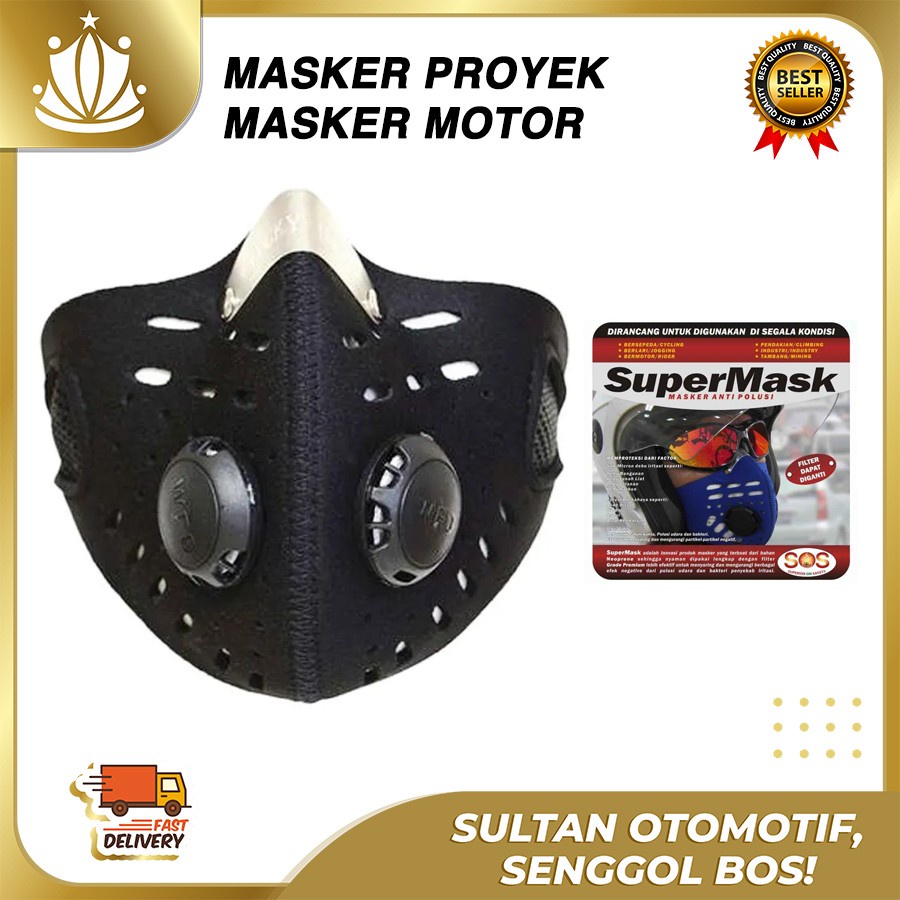Masker Motor Supermask Filter Debu, Bakteri, Virus IMPORT USA Sporty