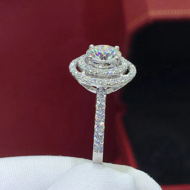 Fancyqube Cincin Cubic Zirconia Bentuk Bulat Gaya Modern Untuk Wanita