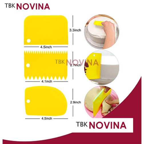 SCRAPER 3 IN 1 ALAT POTONG ADONAN KUE / PISAU ADONAN PLASTIK