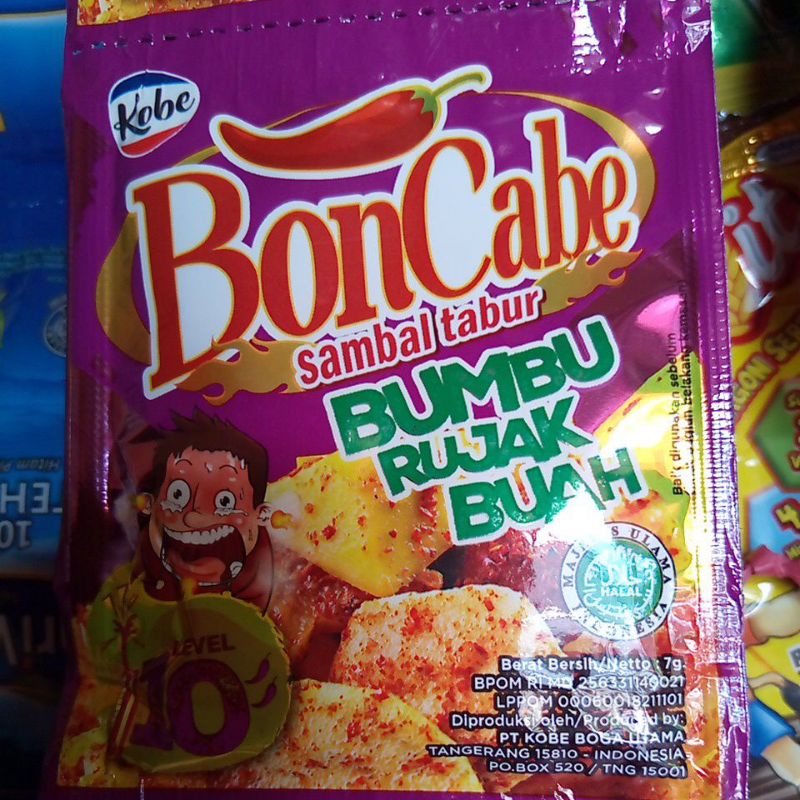 Kobe Bon Cabe Boncabe Sachet Level 3 Lvl 10 15 30 50 Cabai Bubuk Sambal Tabur Botol rasa Nori Bumbu Rujak Buah Original Max end