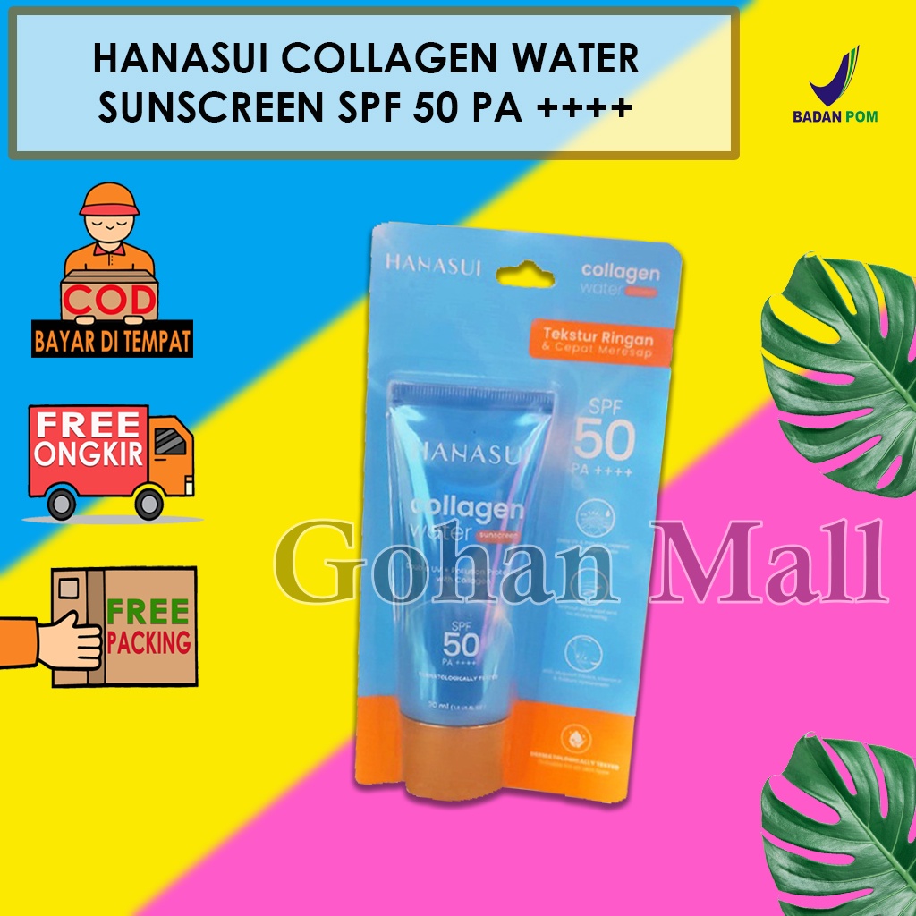 HANASUI COLLAGEN WATER SUNSCREEN SPF 50 PA++++ DOUBLE UV + POLLUTION PROTECTION WITH COLLAGEN TABIR 