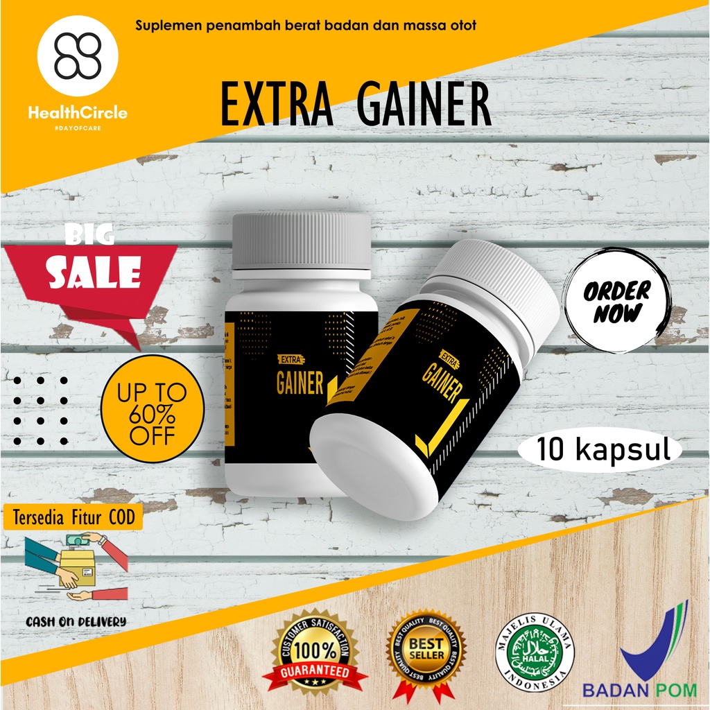 EXTRA GAINER - Suplemen Penambah Berat Badan Tanpa Efek Samping / penambah berat badan pria herbal/ 