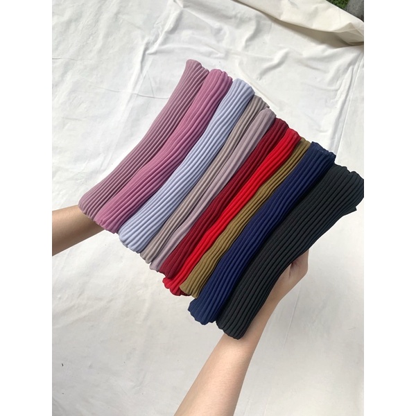 Pleats Shawl Pashmina Plisket premium full plisket tanpa lipatan tengah