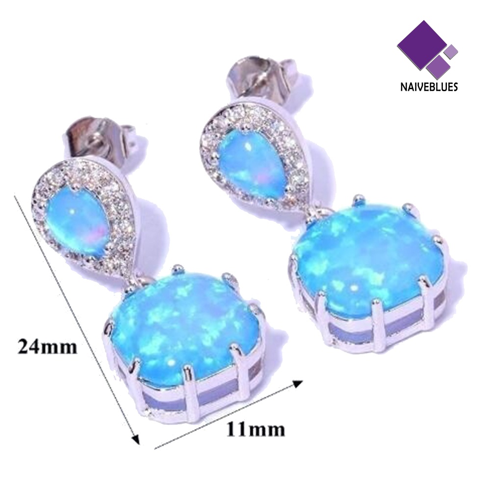 Anting Stud Liontin Opal Inlaid Untuk Aksesoris Perhiasan Wanita