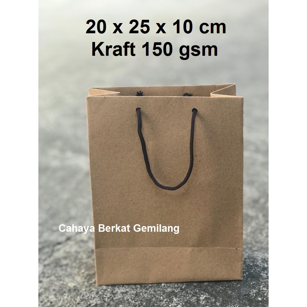 

Paperbag Tas Kertas uk 20x25x10 cm POLOS Shoppin bag/ Tas souvenir/ kantong belanja