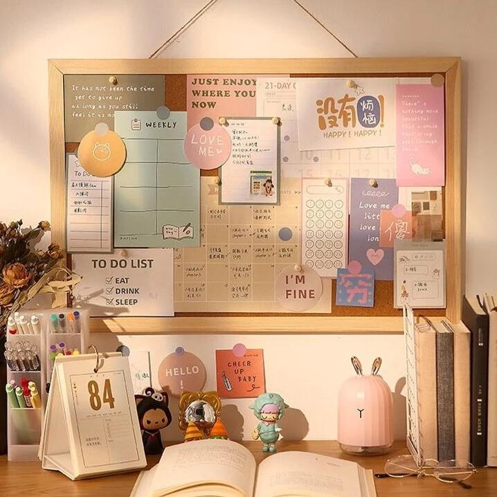 

((BISA COD)) Message board Background Boardsend sticker cork message board Decorative Board With Frame Cork Board