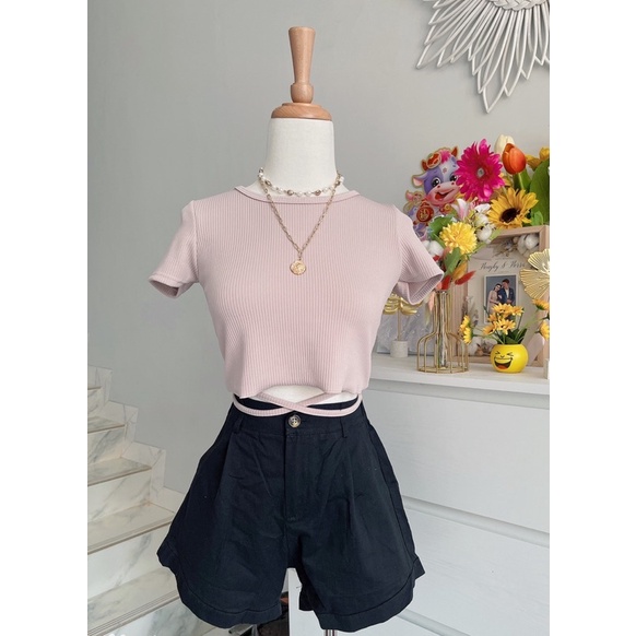 croptop knit silang depan,atasan croptop elise knit,atasan wanita croptop polos elise rajut wanita