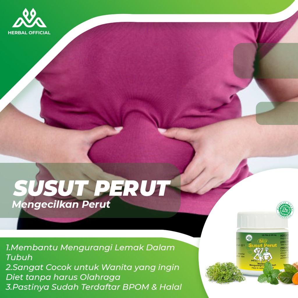 Susut Perut Ampuh 100 Pil BPOM | Obat Pengecil Perut Buncit Wanita | Obat Pelangsing Badan Herbal