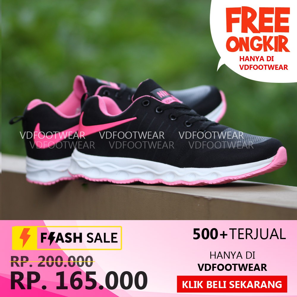 Sepatu wanita olah raga dan santai new era amelia abu abu merah muda