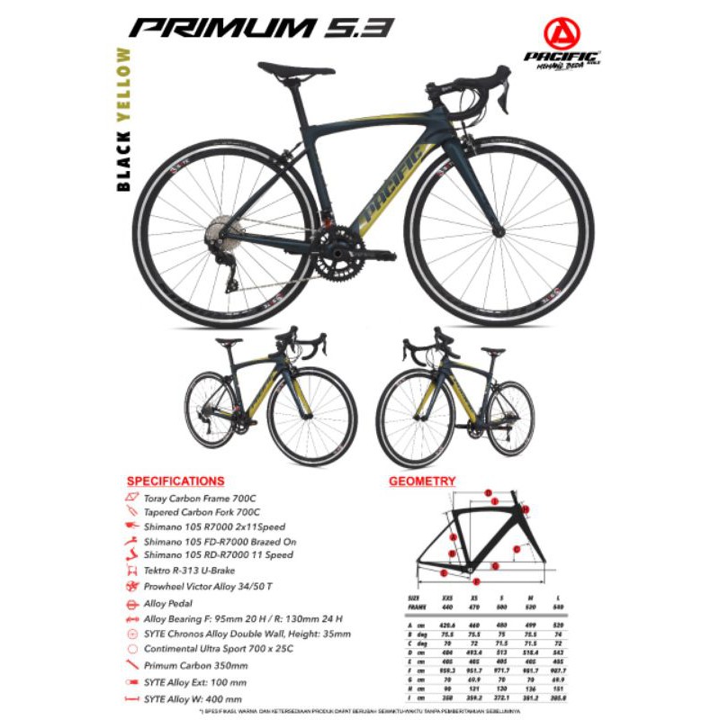 Sepeda Roadbike Pacific Primum 5.3 Carbon 700C / Sepeda Balap Pacific Primum 5.3 Carbon