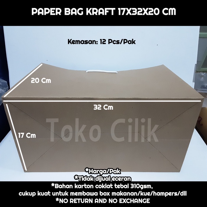 

✨ BISA COD ✨ paperbag/kraft/17x32x20cm/tas/tenteng/kertas/shopping/belanja/hamper