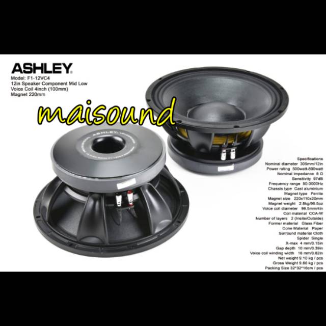 SPEAKER COMPONENT ASHLEY F1 12VC4 KOMPONEN SPEAKER F1 12 VC4 ORIGINAL