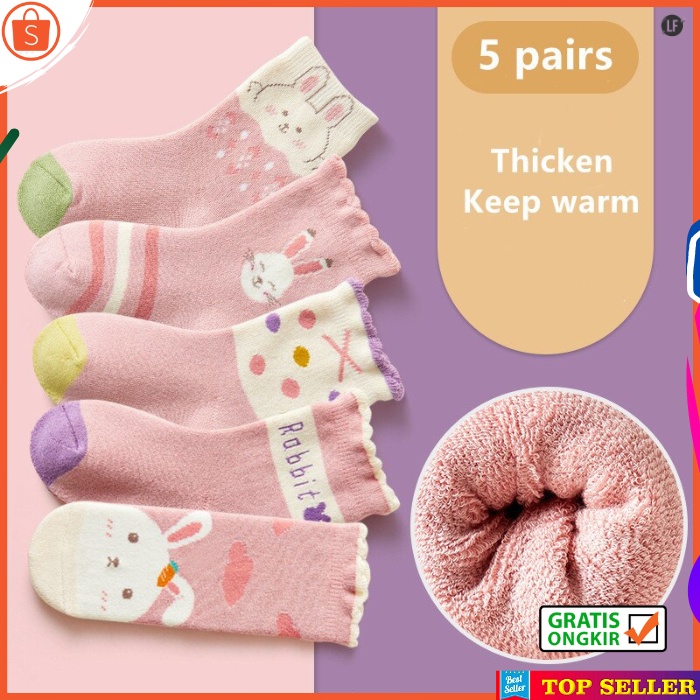 KAOS KAKI ANAK PEREMPUAN KOREA MOTIF KELINCI PINK RABBIT SOCK KIDS SEKOLAH USIA 1-7 TAHUN