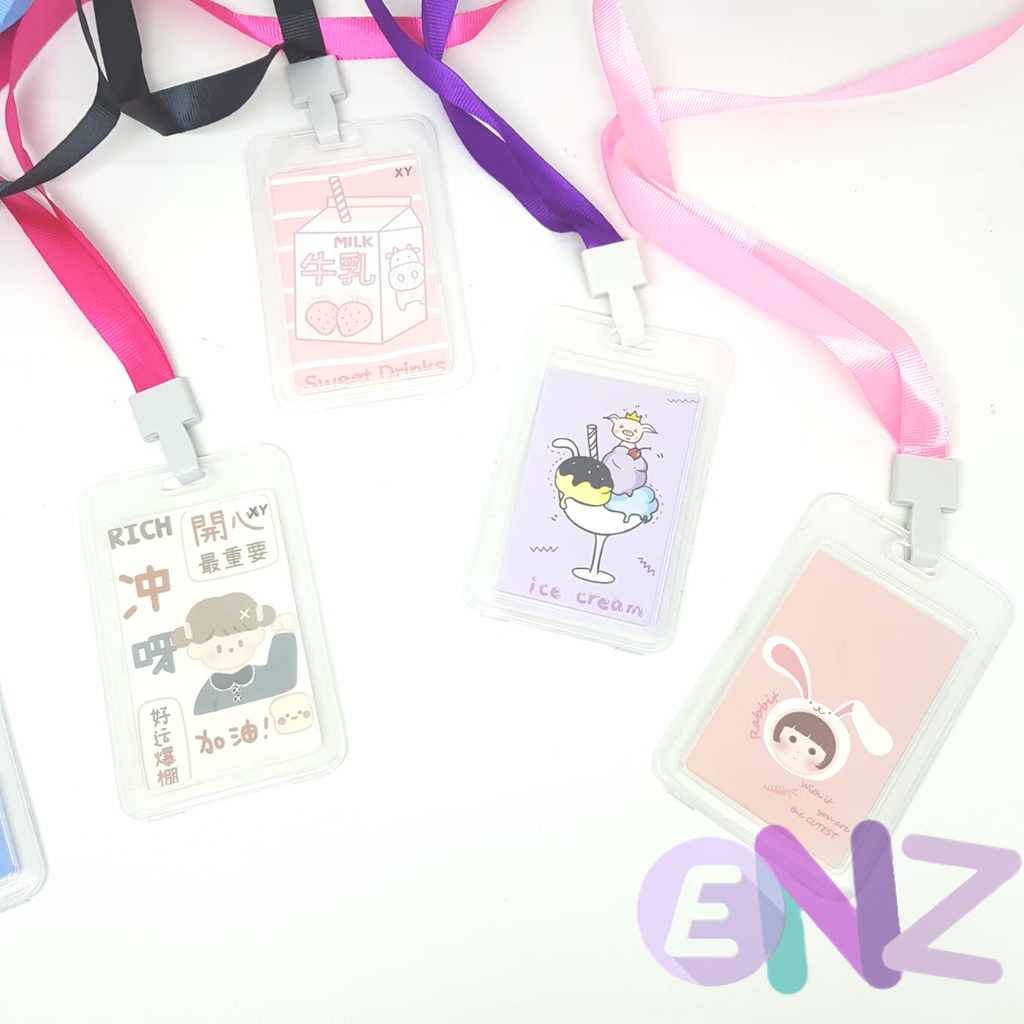 ENZ ® ID Card Holder Gantungan Kartu nama / Name Tag / Tali Id Card Nama / Gantungan Kartu Akses Kartu Kerja Dengan Tali Strap 2cm 1230