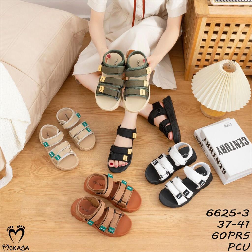 Sandal Let Gunung Korea Karet Jelly Wanita Velcro Ban 3 WFES Keren Trendy Casual Elegant Import Moka