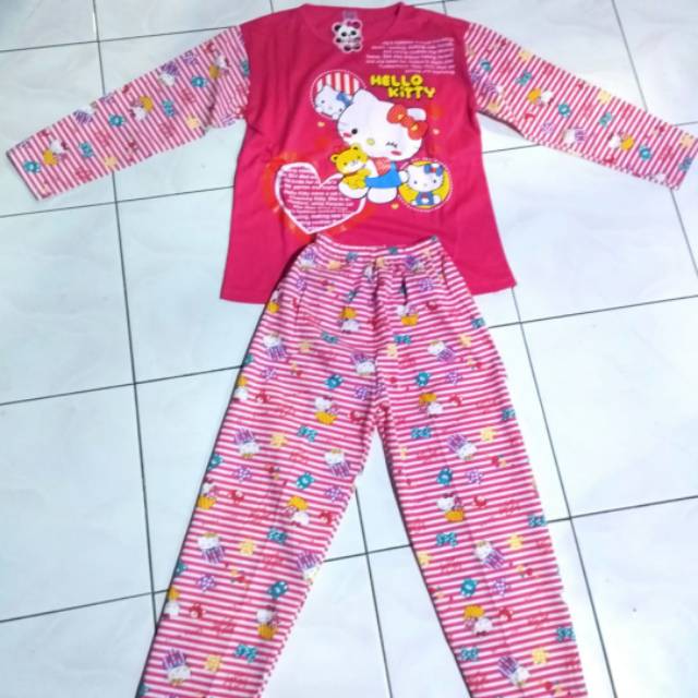 Piyama Anak/Baju tidur/babydoll/setelan anak Hellokity/kaos Fila/import/Gucci