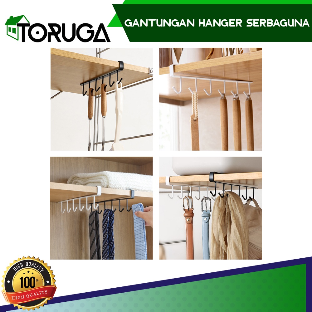 Gantungan Hanger Kitchen Dapur Pengait Gelas Serbaguna 6 Hook Kabinet Cantolan Praktis