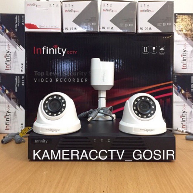 Paket cctv infinity 4 channel dengan 3 kamera infinity 2mp 1080p tinggal pasang