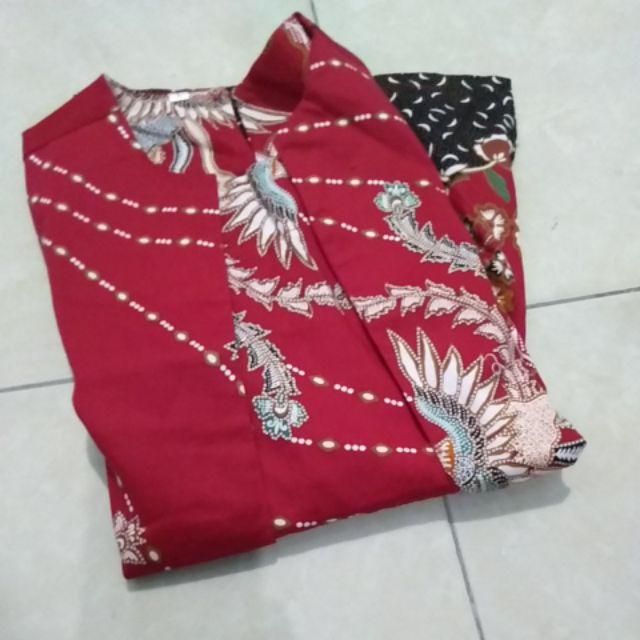 Atasan Blouse Batik Wanita Lengan Panjang Bahan Katun Stretch, 242 Abi#