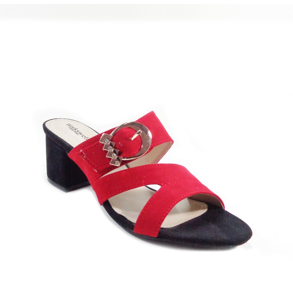 Workswell Sandal Heels Wanita Warna Merah Aksesoris Kode 303R