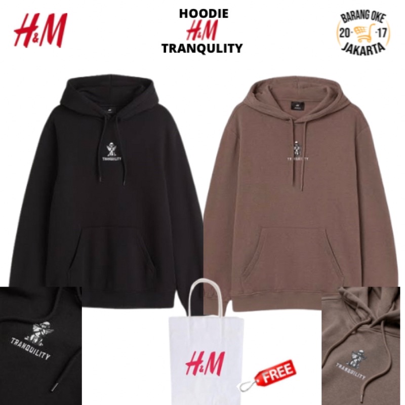 COD 9.9 Hoodie Sweater HnM Pria wanita Tranquility Hitam Coklat Jaket Unisex H&amp;M Cowok Cewek Full Tag