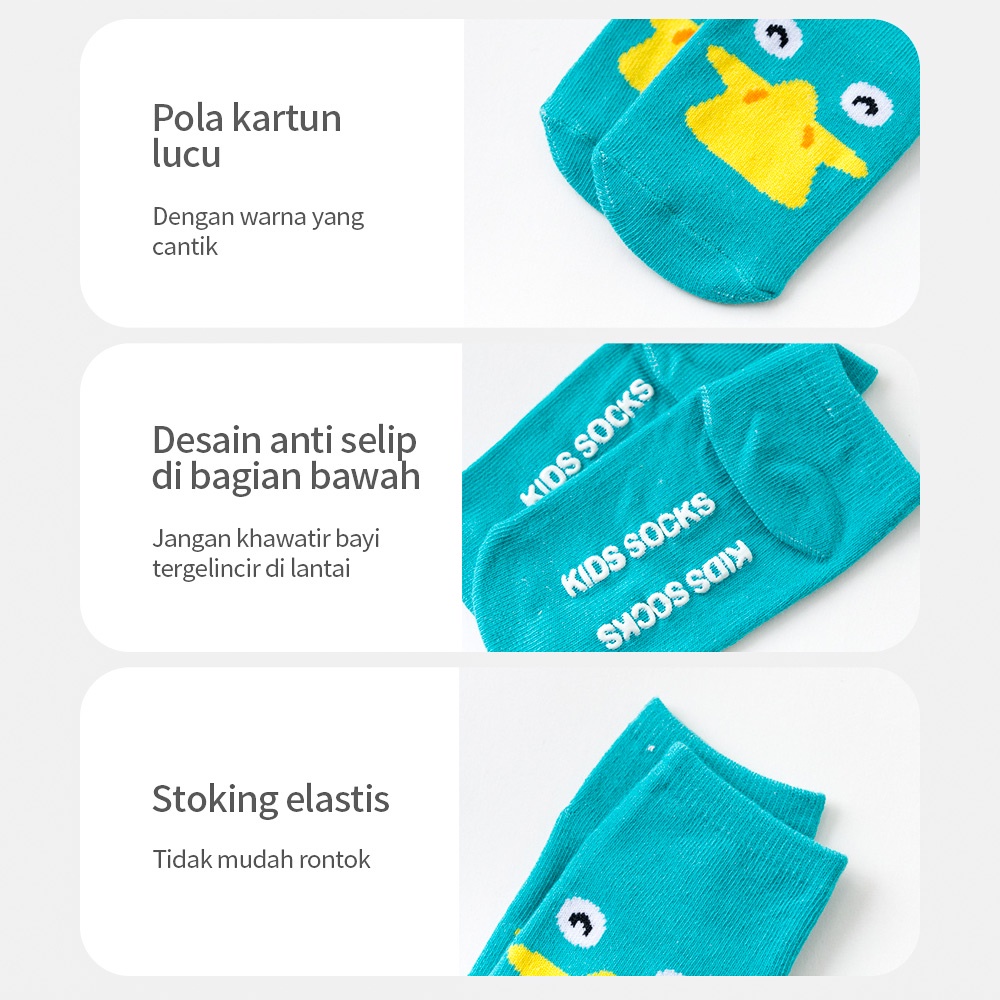 Aikoky Kaos kaki bayi kartun lucu/Kaus kaki bayi anti selip 0-4 tahun