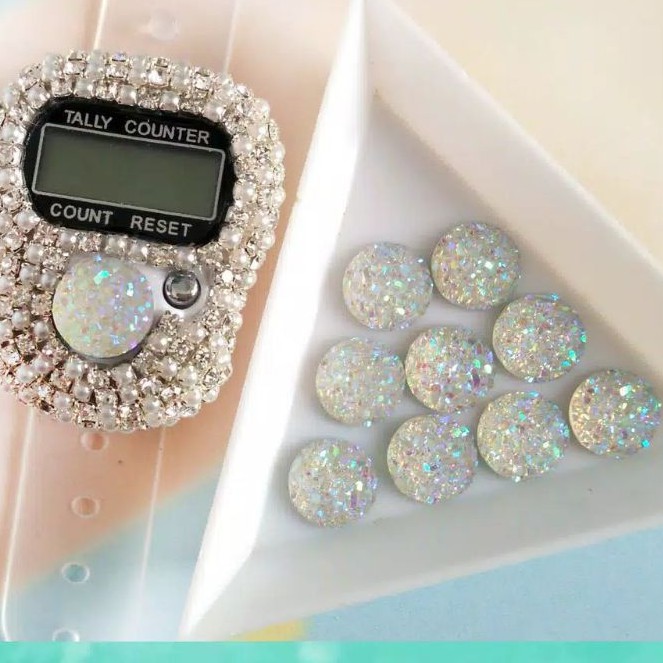 [10PCS AKRILIK DOT ] manik akrilik dot AB 10mm tanpa lubang / round ethnic ab 10mm/manik tasbih digi