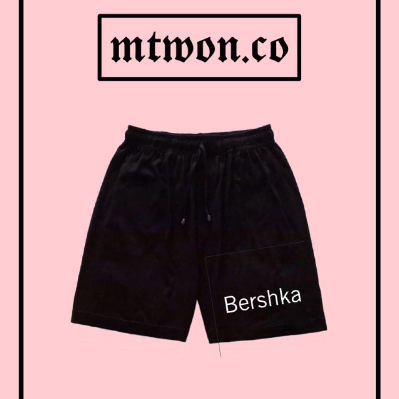 CELANA PENDEK BERSHKA HITAM MOTIF BOXER SHORTPANTS DISTRO PRIA WANITA DEWASA HITAM / CELANA DALAM KO