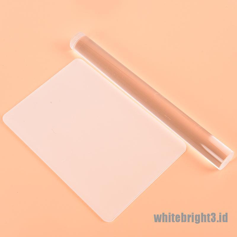 (white3) Rolling Pin Akrilik Polos Untuk Modeling Clay DIY