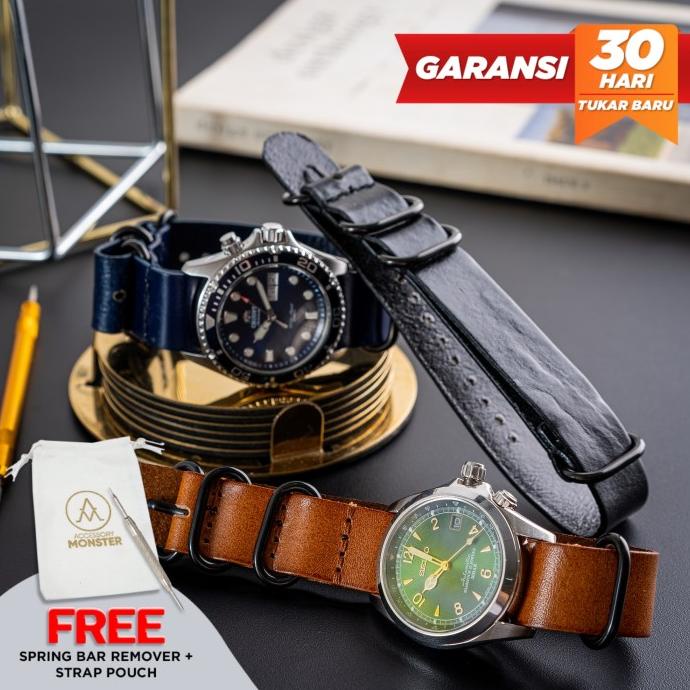 Tali Jam Tangan Kulit Asli Nato Zulu Genuine Leather Strap Ori Zbkl Terbaru