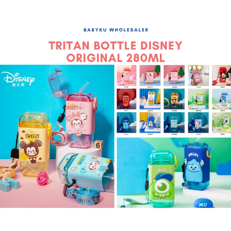 Botol minum anak 280ml dengan sedotan dan tali / bottle with straw