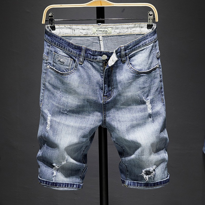 Celana Pendek Selutut Jeans Denim Slim Sobek sobek Warna Celana Pendek Selutut Jeans Denim Slim Sobek sobek Warna