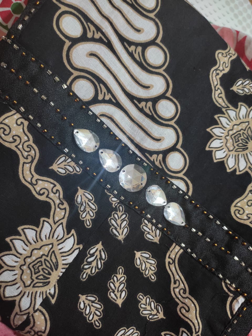 Batik Couple Modern Exlusive Original • Gamis Diamond Mix Payet Jepang Elegan