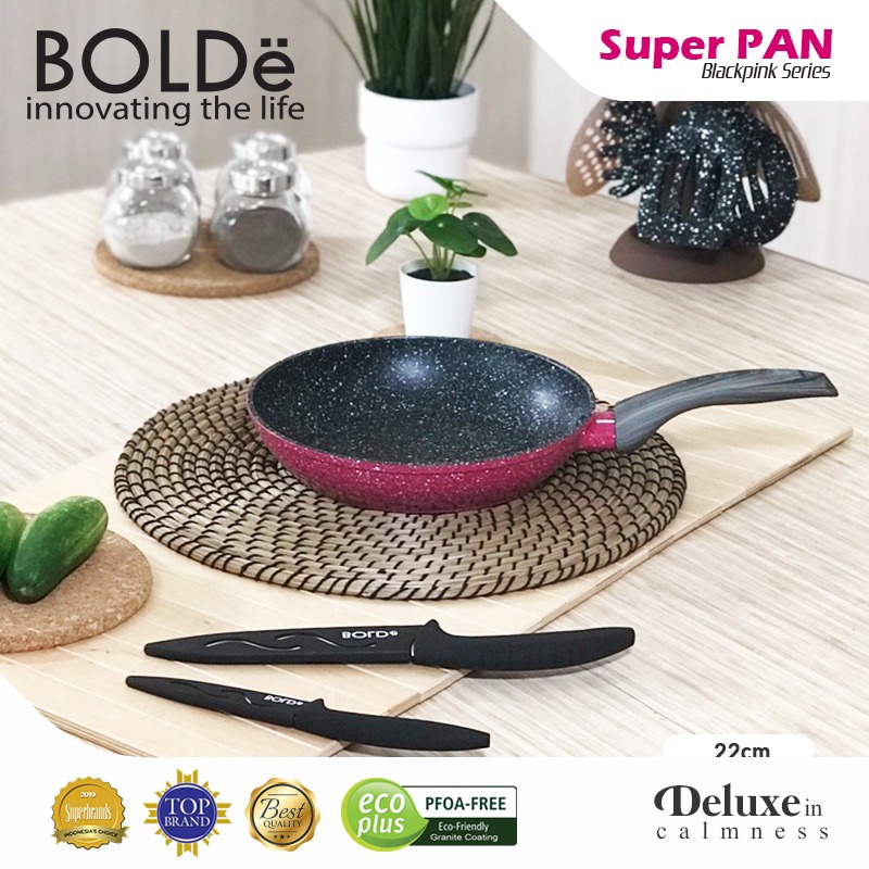 Bolde Granite Blackpink Beige Frypan 22 cm | Fry Pan Anti Lengket Penggorengan 22cm Granit