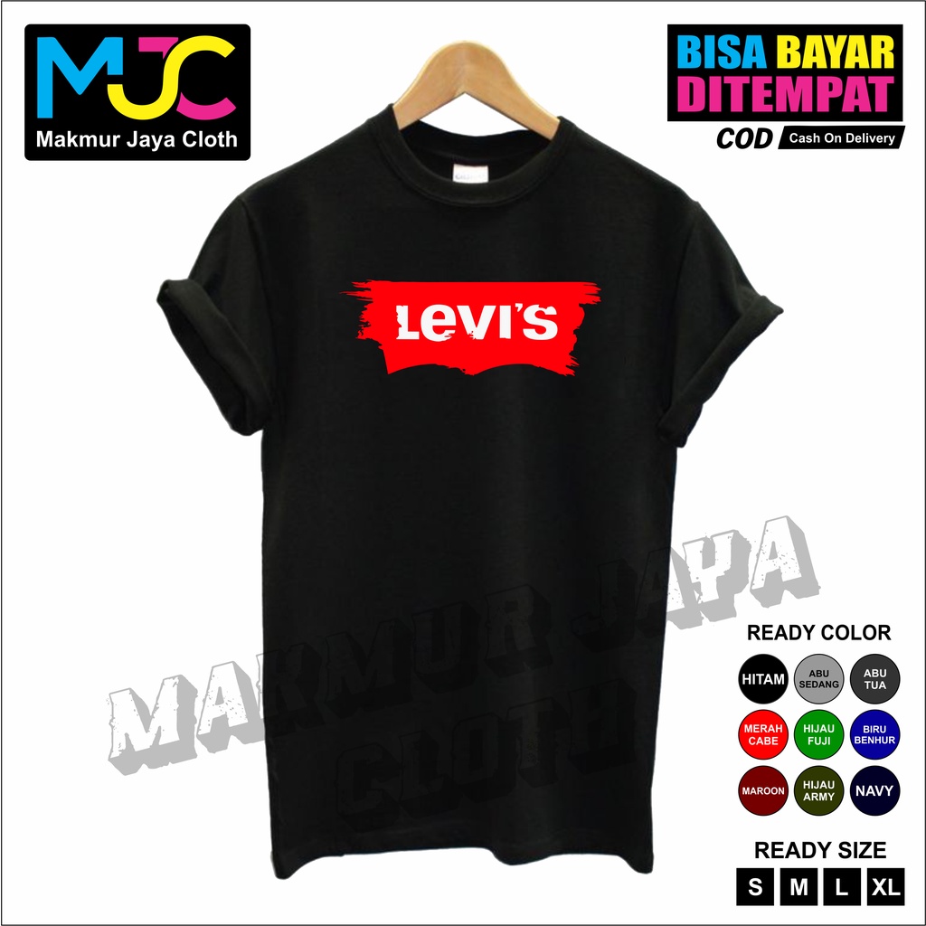 Kaos Tshirt Baju Pria Combed 30s Distro LEVIS - PREMIUM BRAND Kaos Pria Wanita Cowok Cewek Murah Ori