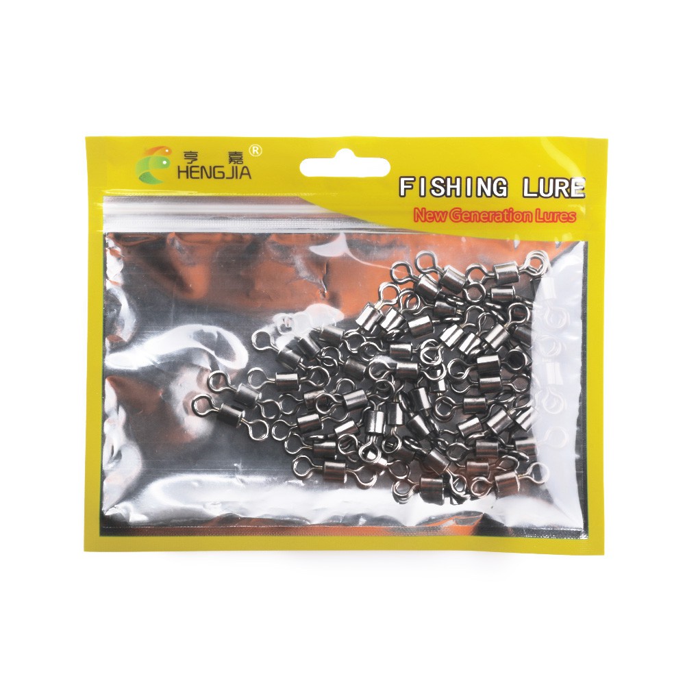 HENGJIA 50Pcs/Bag Pancing Rolling Swivel Fast-lock Snap Ball Bearing Fishing Connector Swivel Clasp Fishing Gear