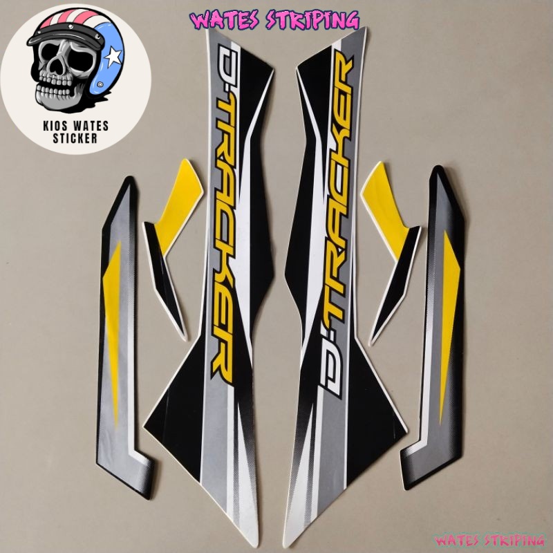 stiker Striping Decal Polet Sticker motor kawasaki D-Tracker kuning list body model original standar