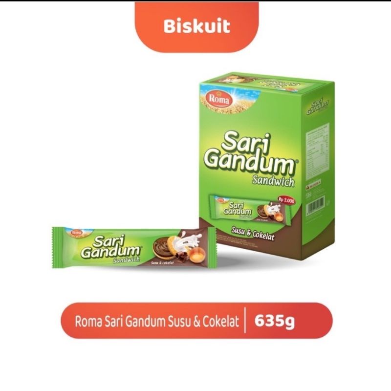 

Roma sari Gandung box coklat / Roll sandwich coklat /kacang