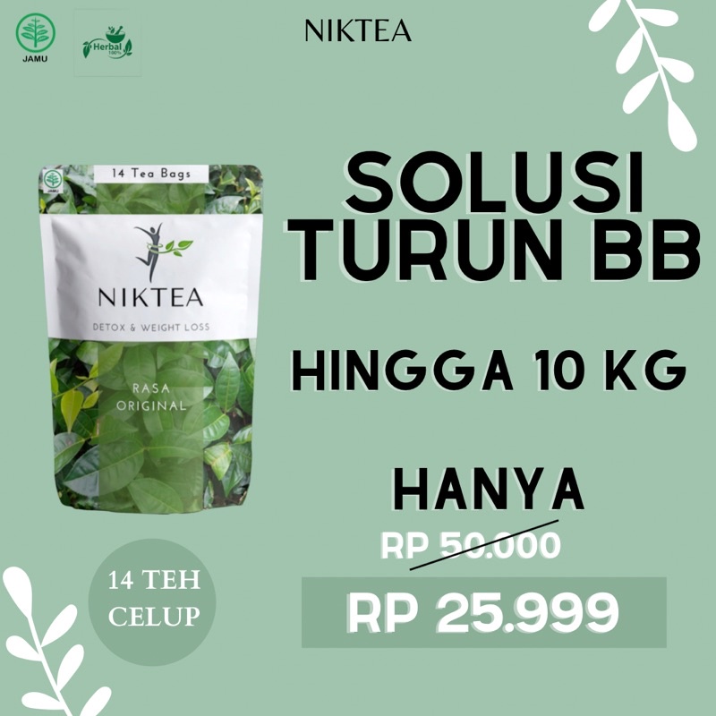 TEH DIET DETOKS  NIKTEA SLIMMING TEA Pelangsing Badan Alami Dan Penurun Kadar Lemak  I14 Minuman Penurun Berat Badan Herbal