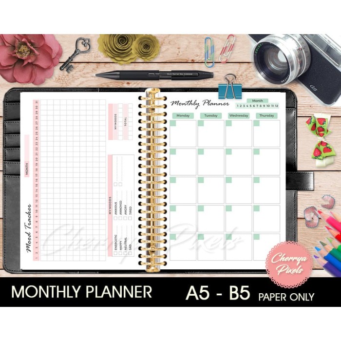

[RESTOCK] Kertas Planner A5 /B5 - Monthy Planner Page - Loose Leaf Paper - Kertas A5