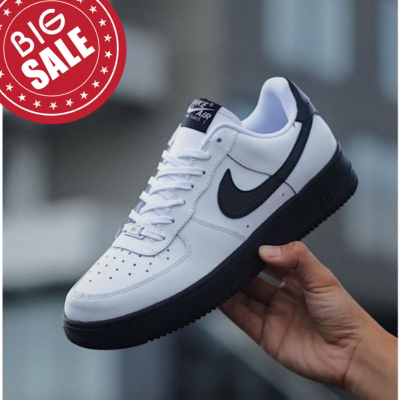 Nk Air Force 1 Low White Black Sol Black Original Premium BNIB FULL TAG / Sneakers Pria