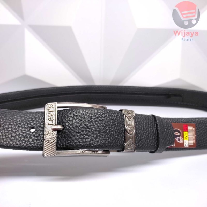 Ikat Pinggang Resleting Kulit Sintetis PU Leather Berkualitas Pria Sabuk Gesper Pendeng - [B009]