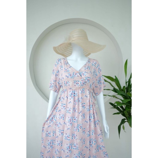 Daster kimono A line rok lebar| Daster ibu menyusui ibu hamil | nursingwear sleepwear-7 alisya pink